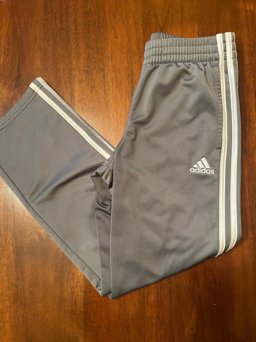 adidas Gray Joggers with White Three-Stripe Side Detail kids Medium